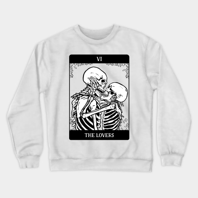 The Lovers Tarot Card Occult Gothic Skeleton Halloween Skull Crewneck Sweatshirt by Kribis